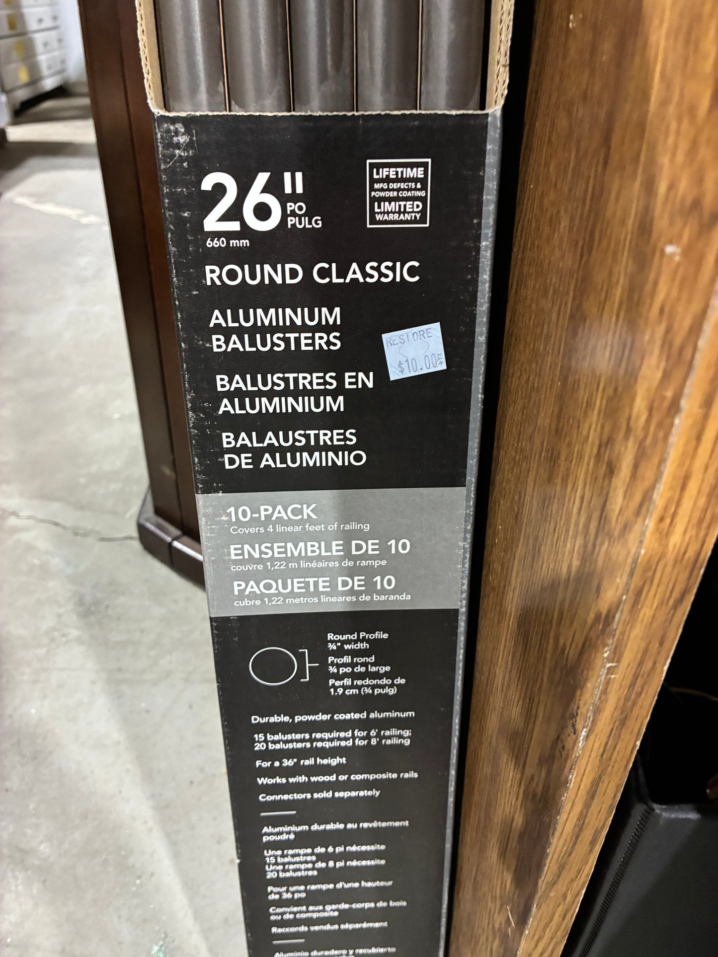Deckorators 26" Round Classic Aluminum Balusters – 10-Pack