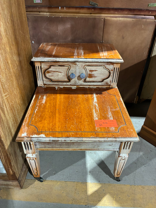 Vintage Rolling Accent Table with Drawer
