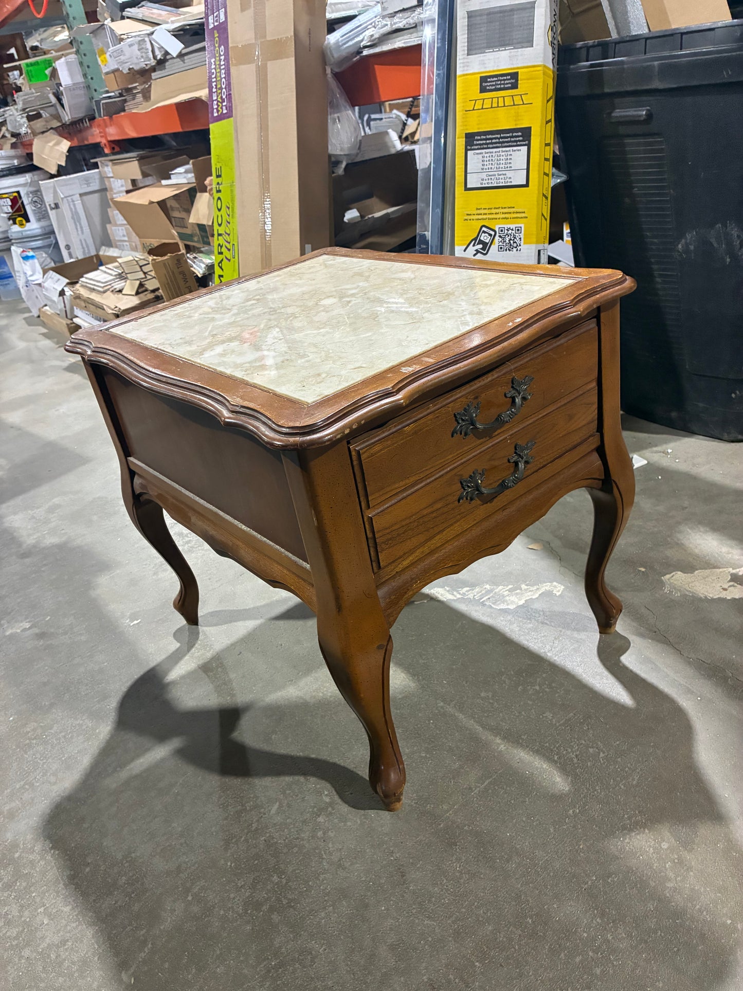 Traditional End Table with Faux Marble Top