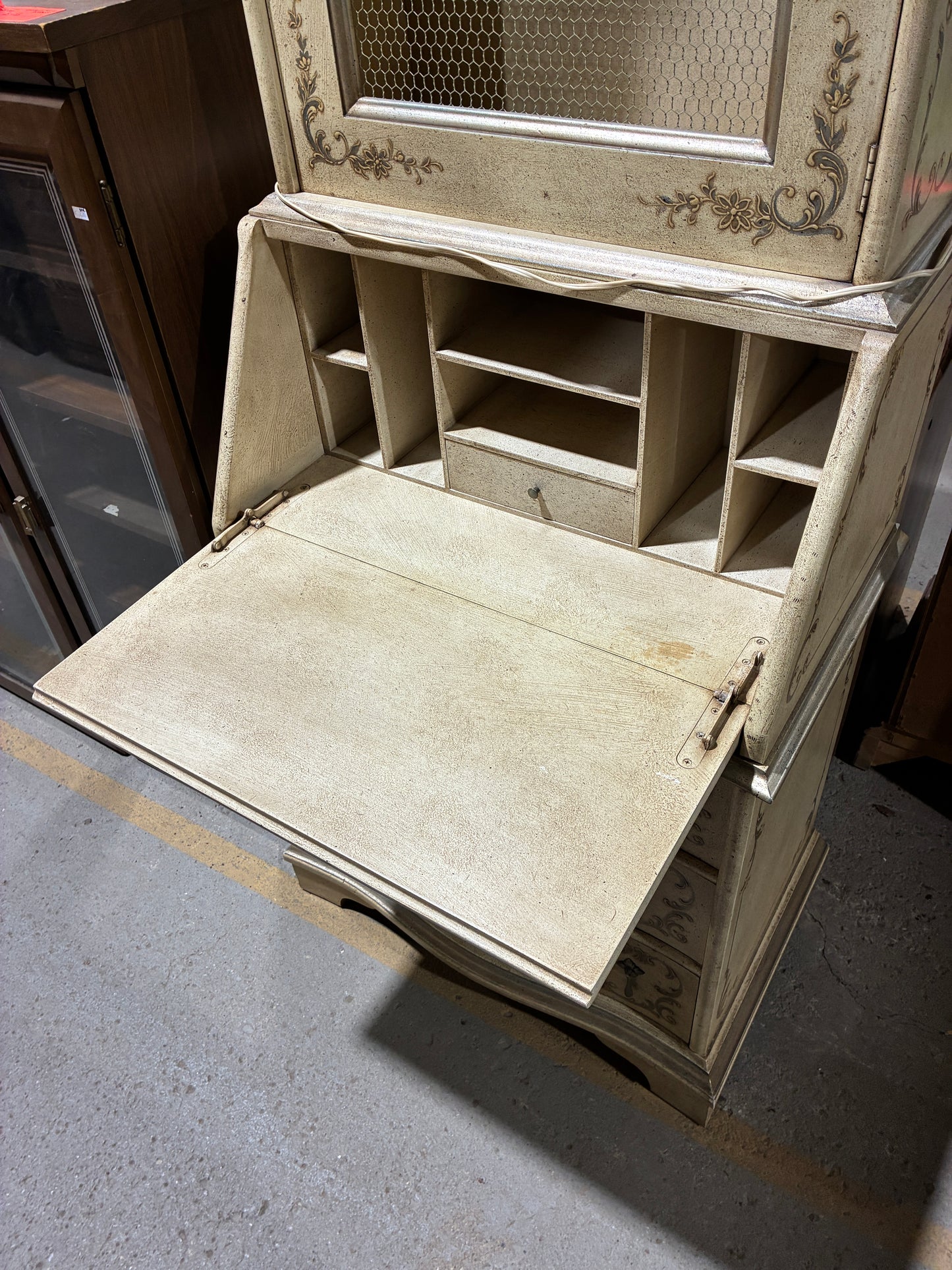 John Widdicomb Vintage Secretary Cabinet with Hutch Top
