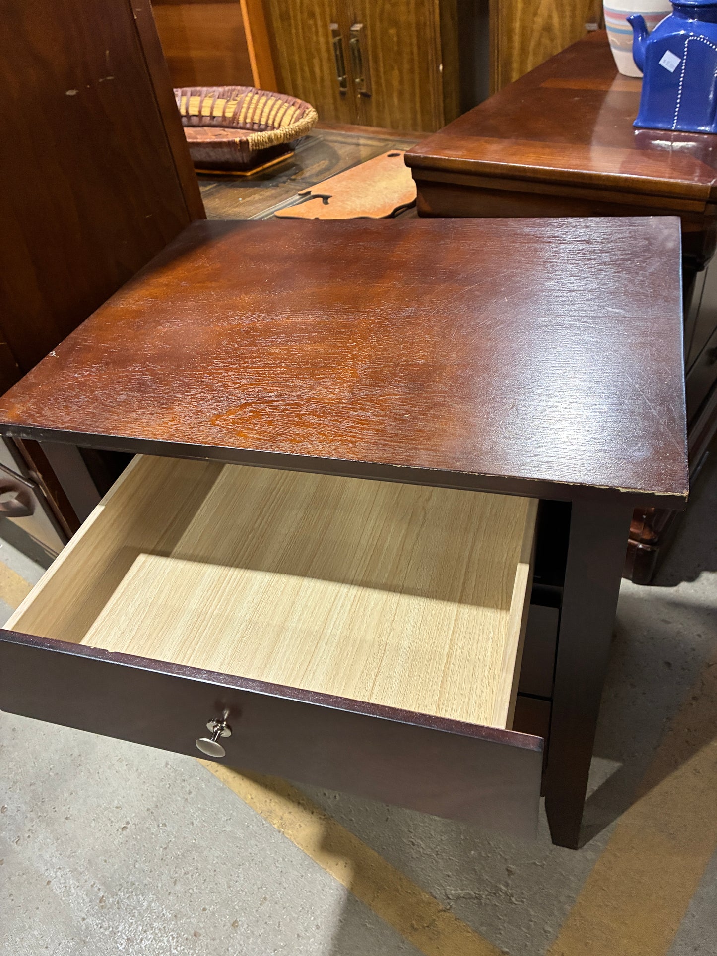 Dark Cherry Three-Drawer Nightstand