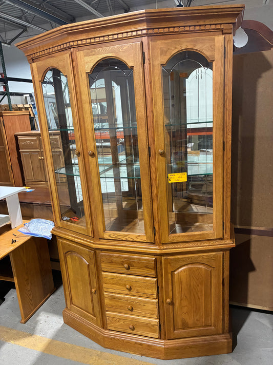 Cochrane Oak Lighted Curio Display Cabinet