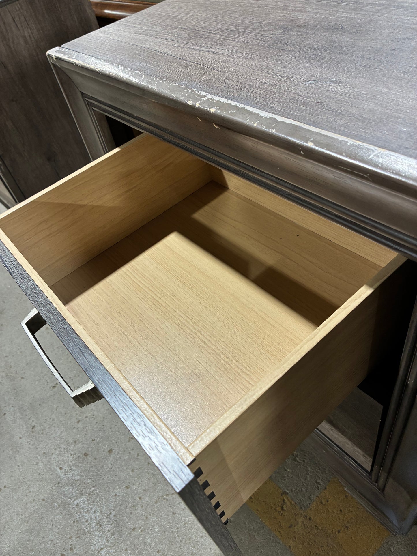 Modern Gray Two-Drawer Nightstand #2