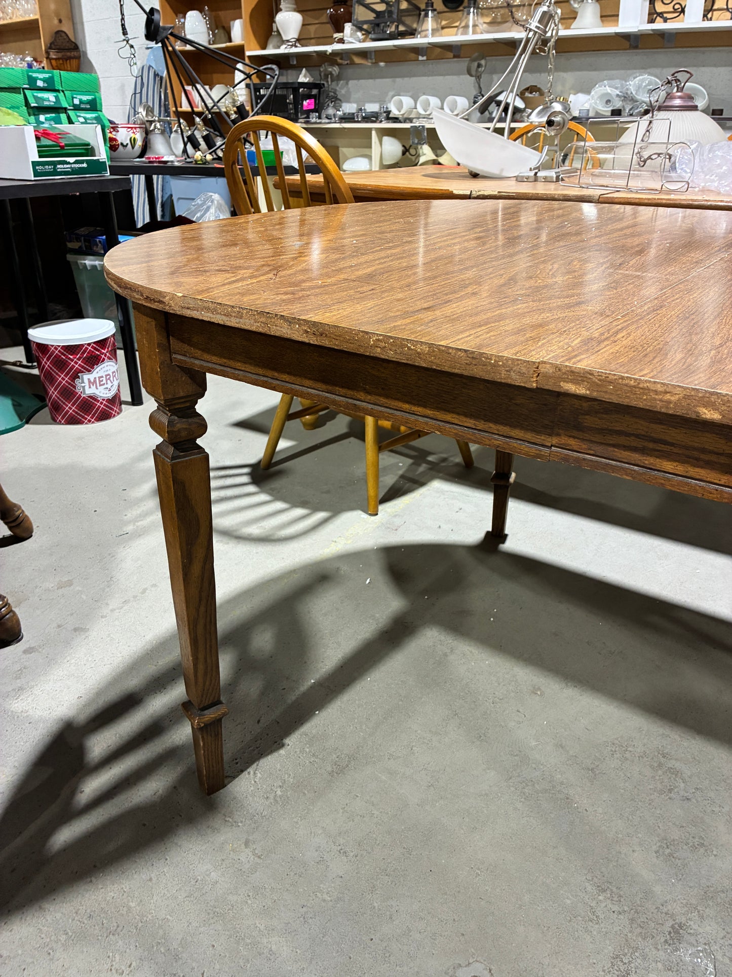 Oval Wood Dining Table with Leaf Extension