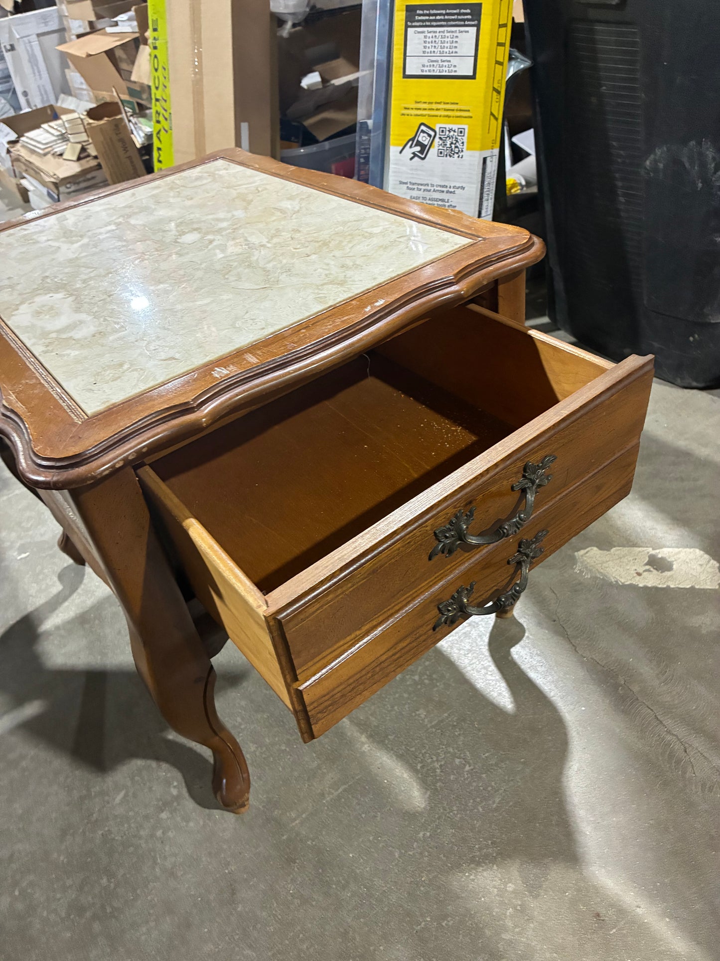 Traditional End Table with Faux Marble Top