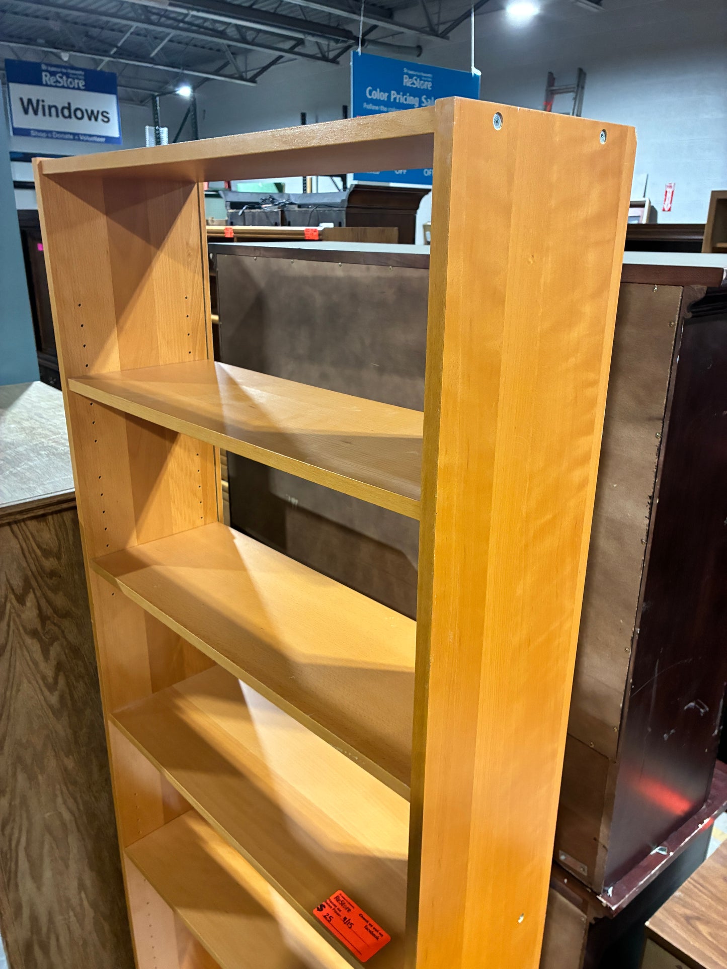 Tall Wooden 5-Shelf Bookcase #1