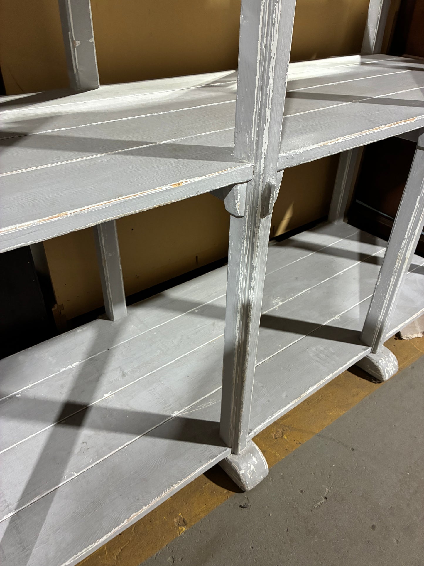 Arhaus Distressed Gray Wood Etagere Shelf