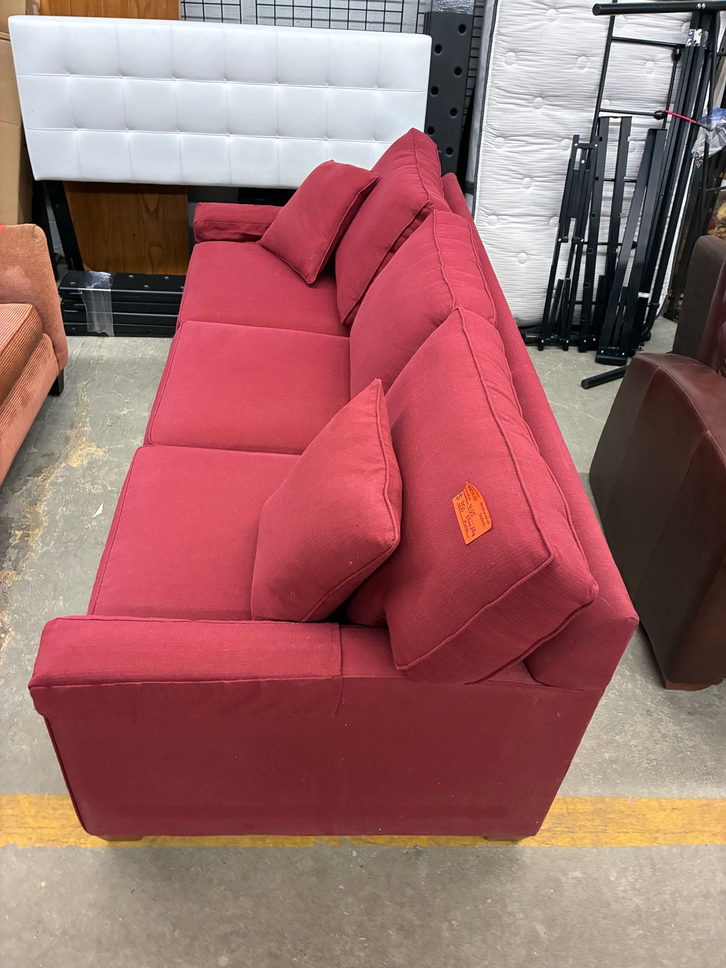 Ethan Allen Red Upholstered Sofa