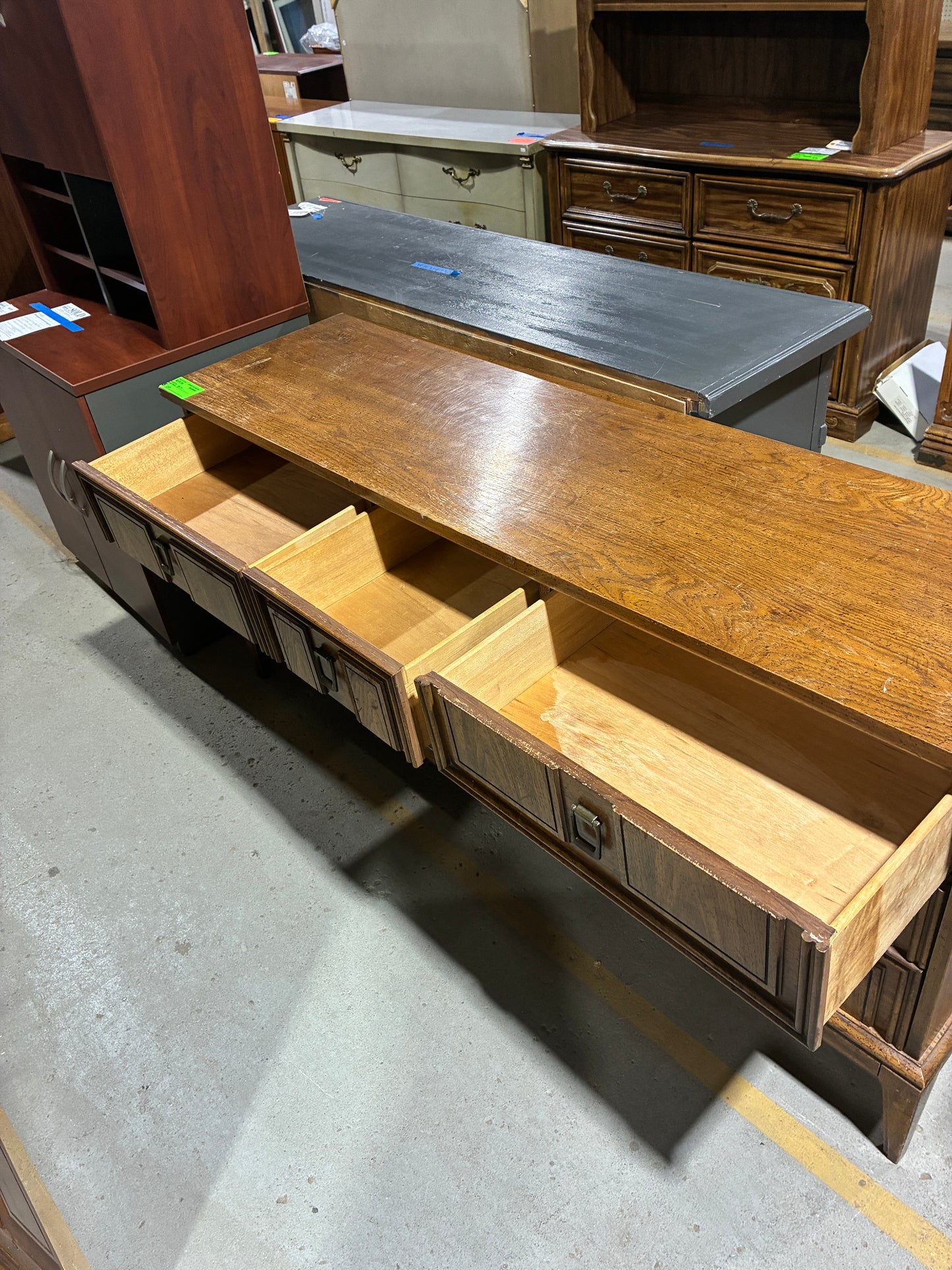 Vintage Wood Nine-Drawer Dresser