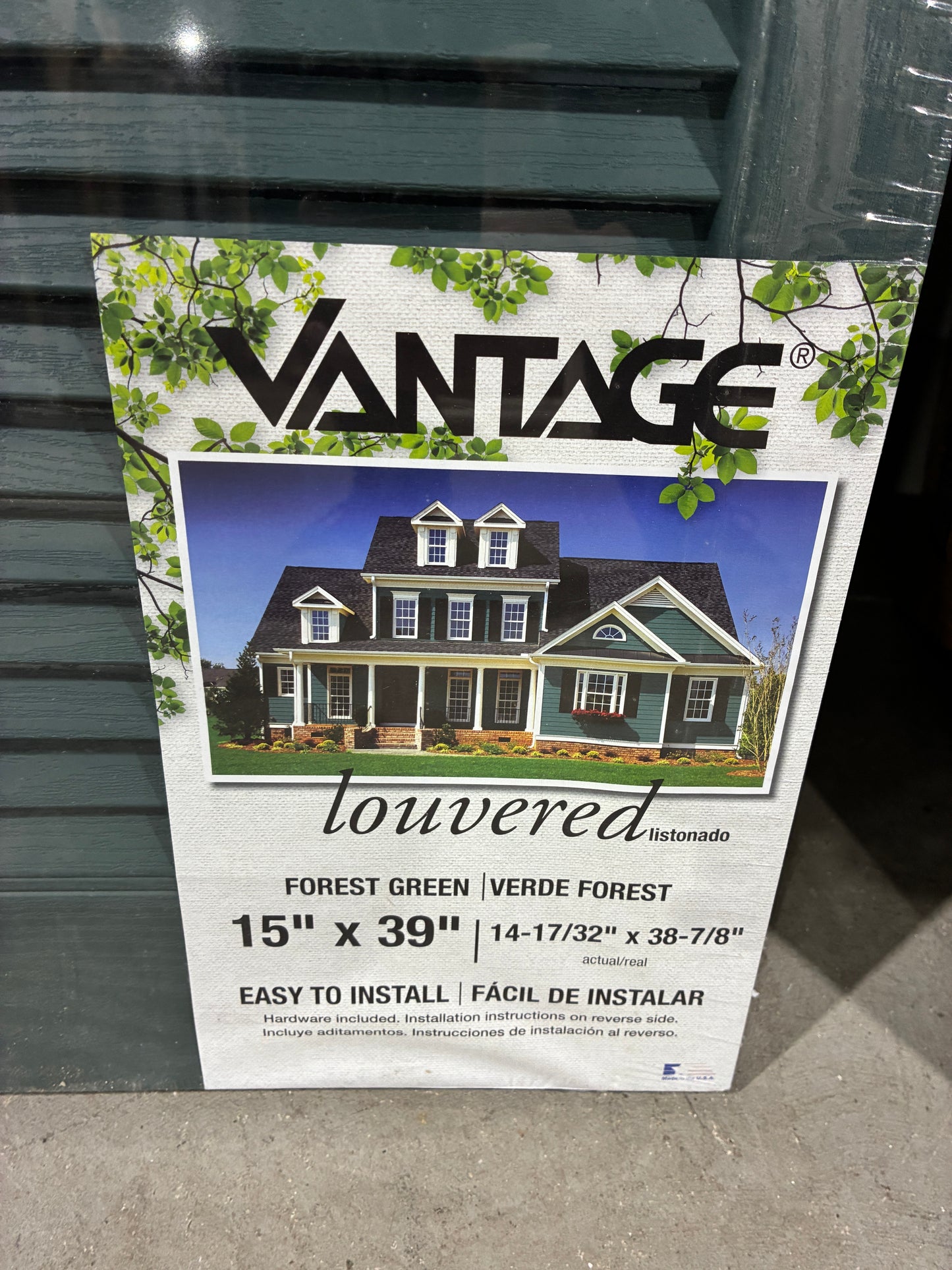 Vantage Louvered Exterior Shutters – Forest Green (15" x 39")