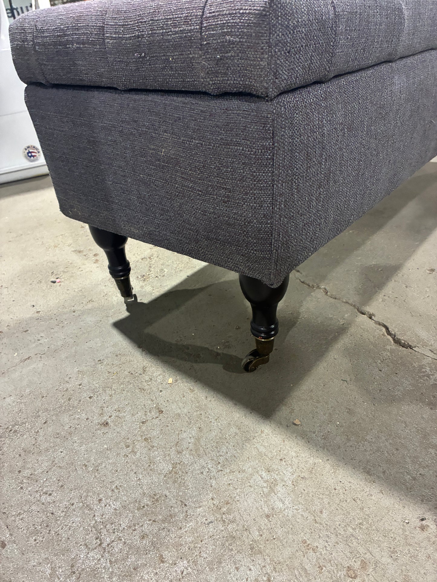 Tufted Gray Storage Bench