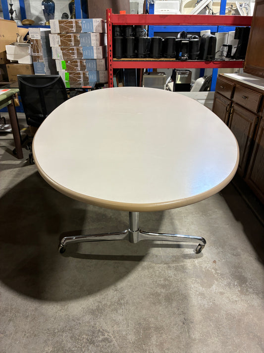 Large Oval Rolling Conference Table with Chrome Base
