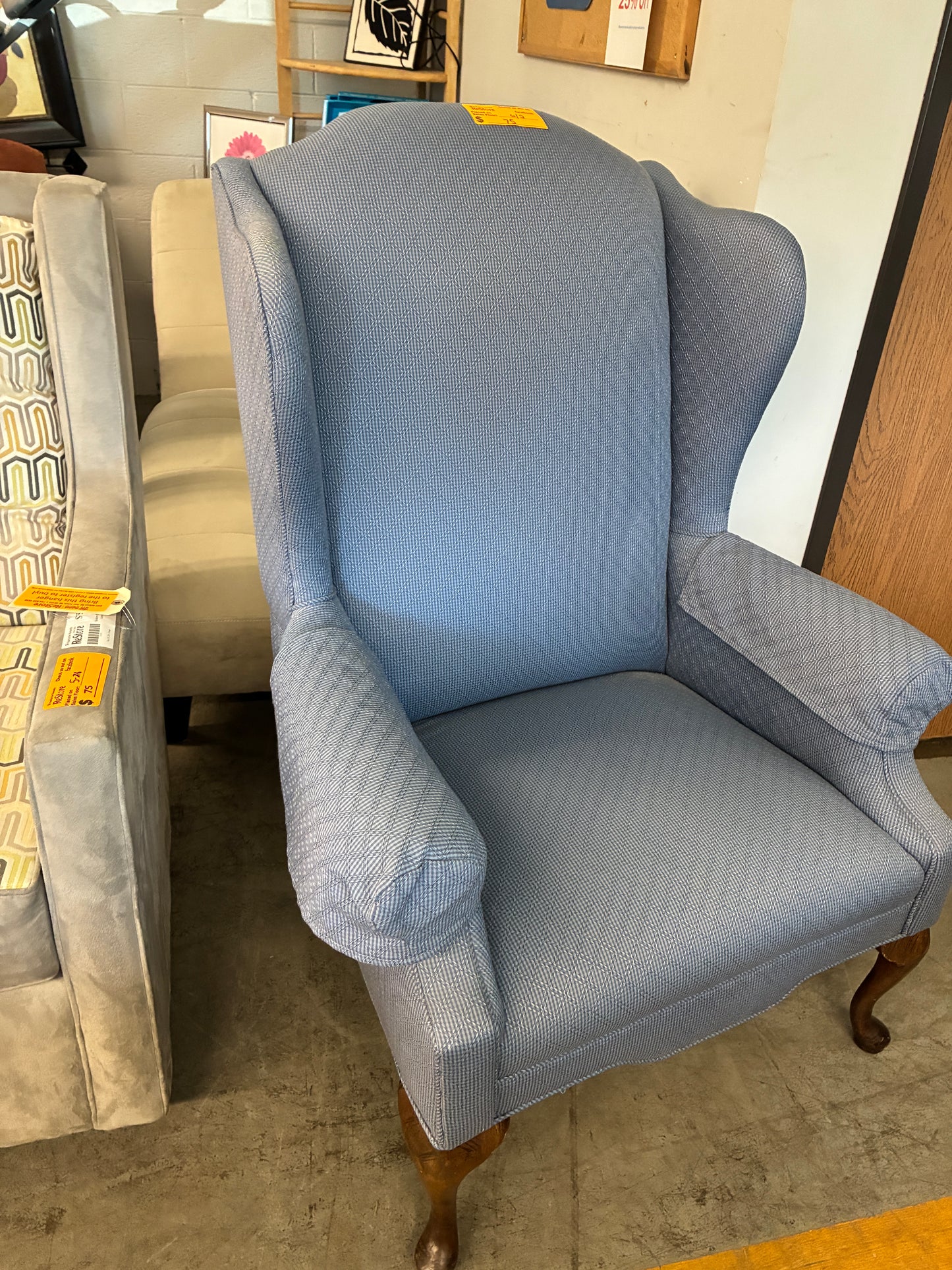 Classic Blue Wingback Accent Chair