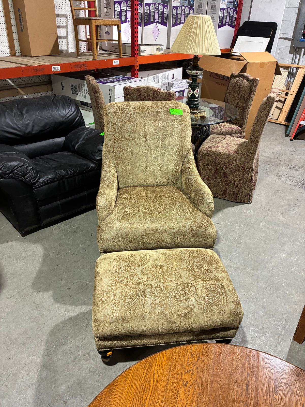 Ethan Allen Upholstered Armchair & Ottoman