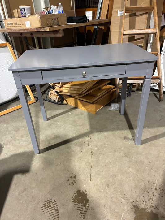 Gray Writing Desk with Storage Drawer