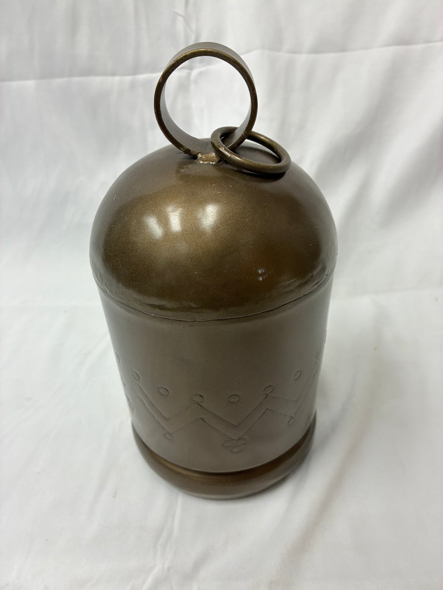 Arhaus Decorative Lidded Metal Canister with Ring Handle