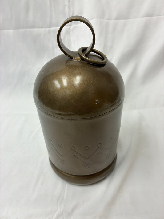 Arhaus Decorative Lidded Metal Canister with Ring Handle