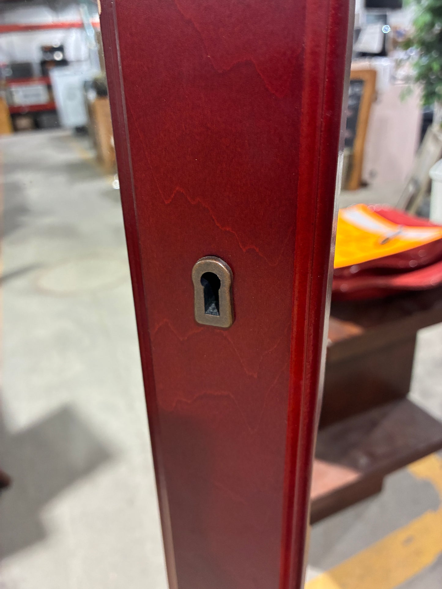 Locking Cherry Finish Jewelry Armoire with Mirror