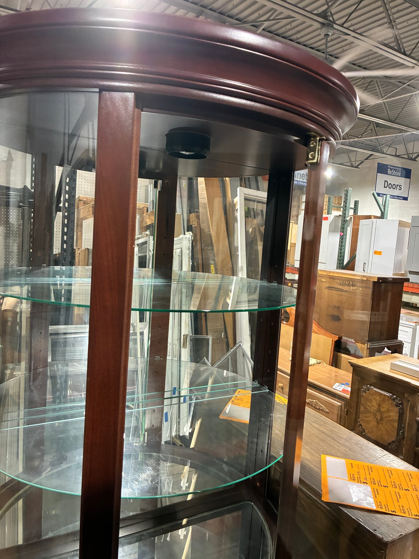 Lighted Curved Glass Curio Display Cabinet