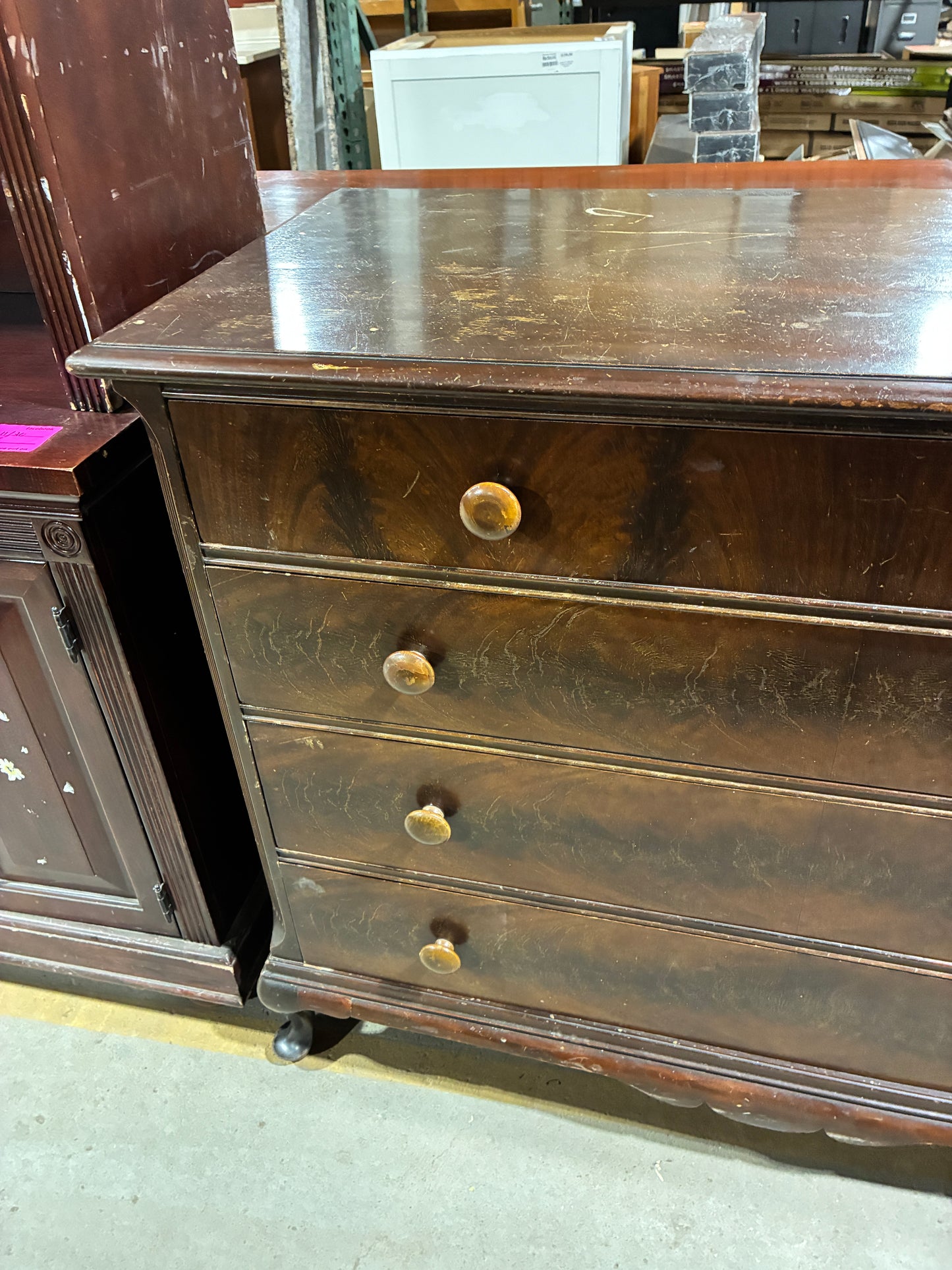 Vintage Wood 4-Drawer Dresser