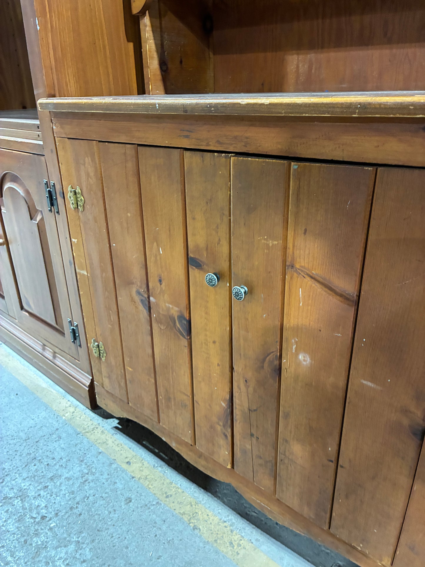 Rustic Pine Hutch Cabinet
