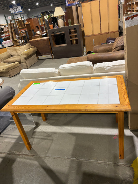 Wood Dining Table with White Tile Top