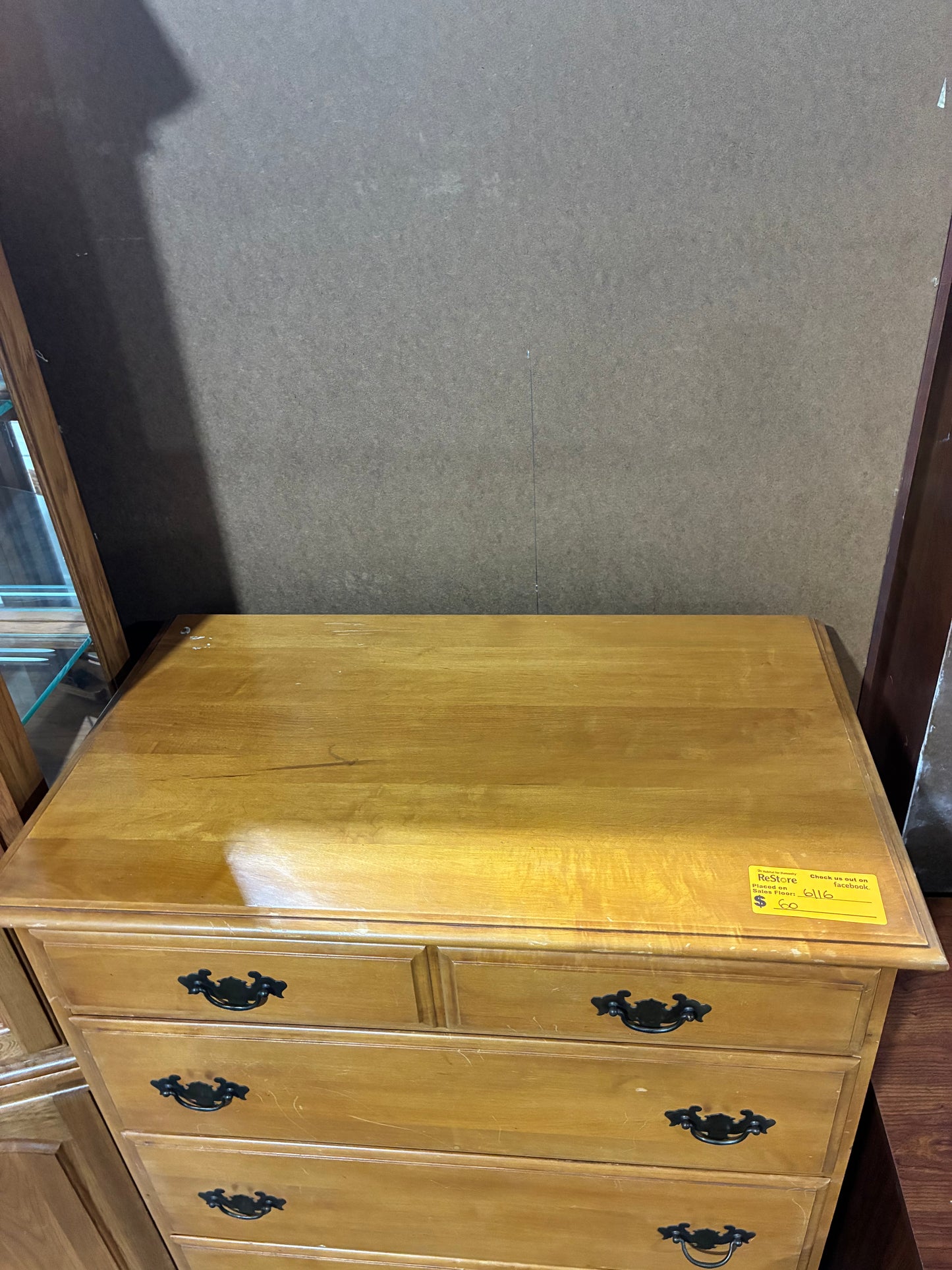 Honey Oak 5-Drawer Chest Dresser