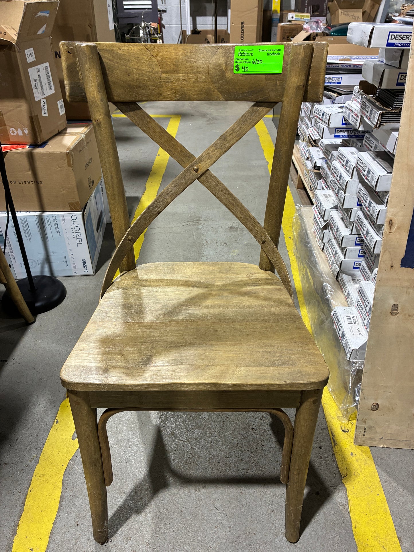 Rustic Wooden Cross Back Dining Chair