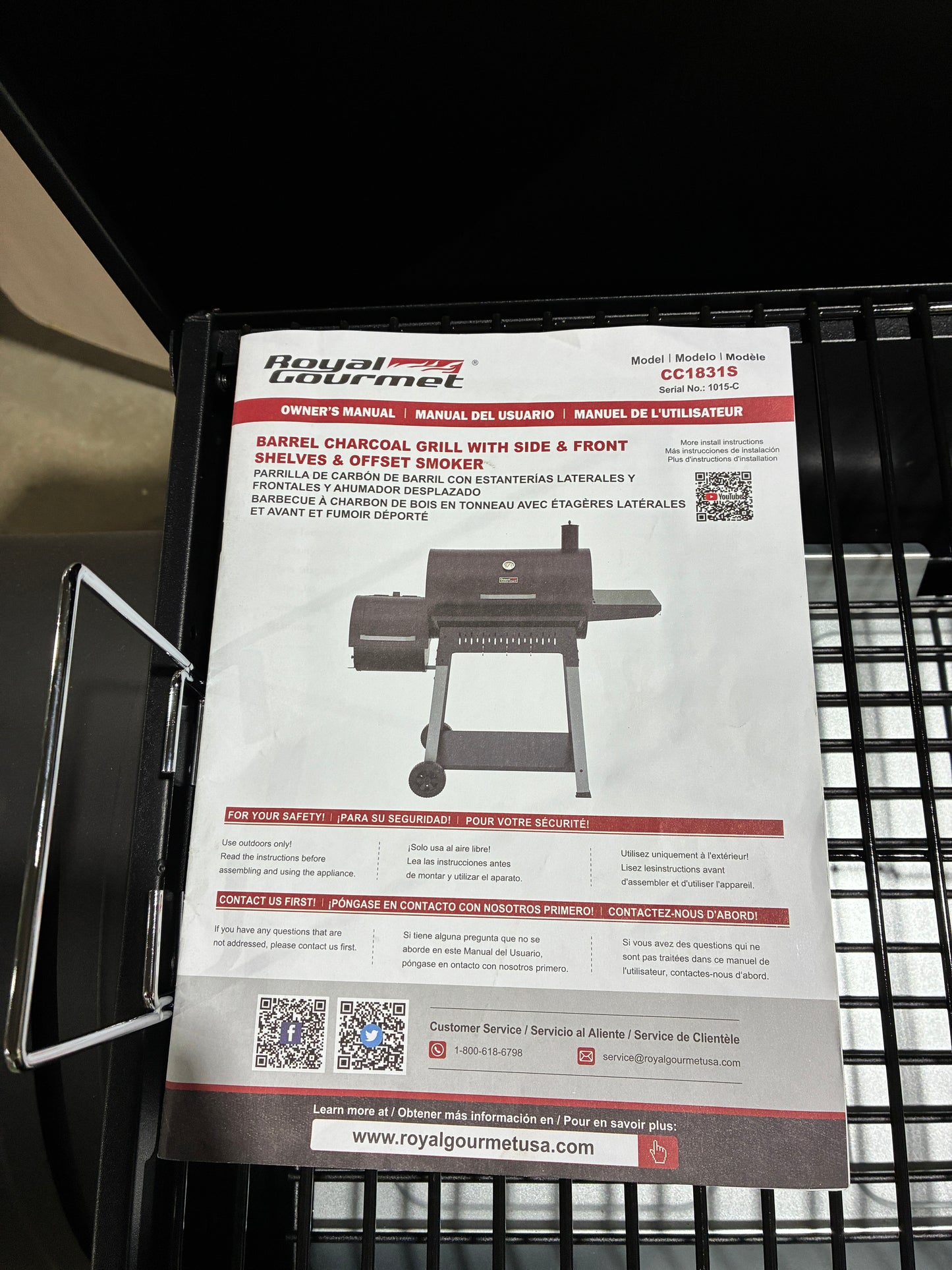 Royal Gourmet Barrel Charcoal Grill with Offset Smoker