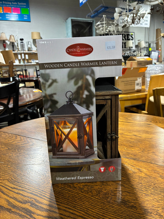 Candle Warmers Wooden Candle Warmer Lantern – Weathered Espresso