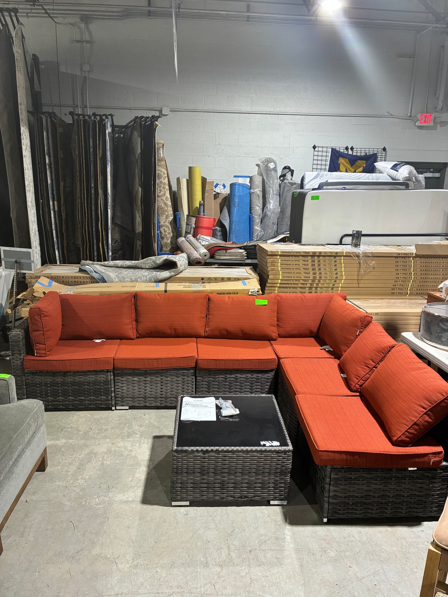 OVIOS Outdoor Wicker Sectional Patio Set with Coffee Table