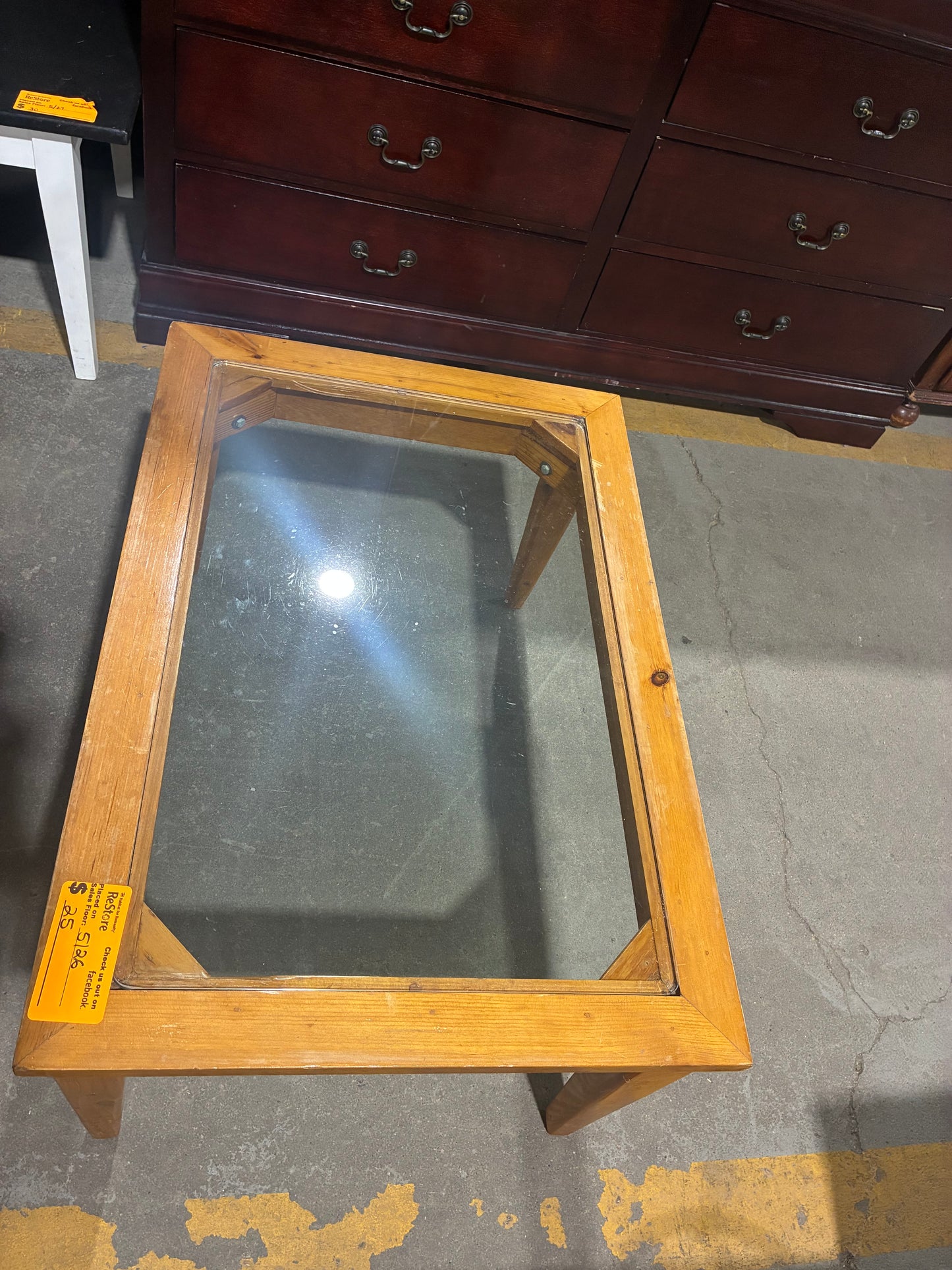 Rustic Glass-Top Coffee Table