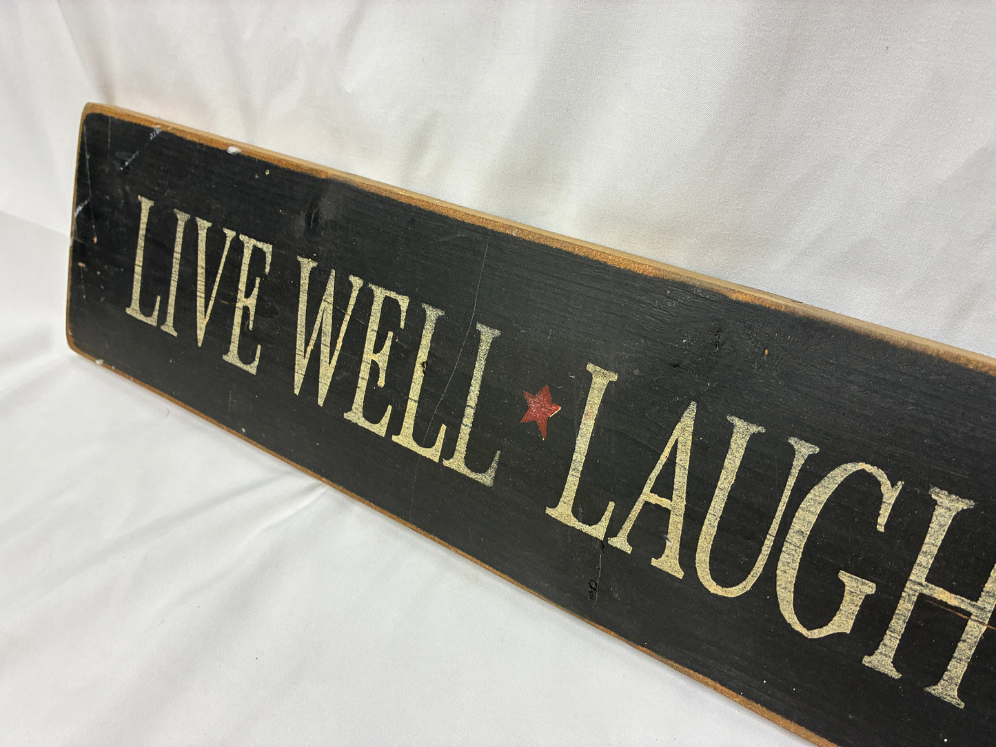 Live Well Laugh Often Love Much Wooden Wall Sign (5.5in x 38in)