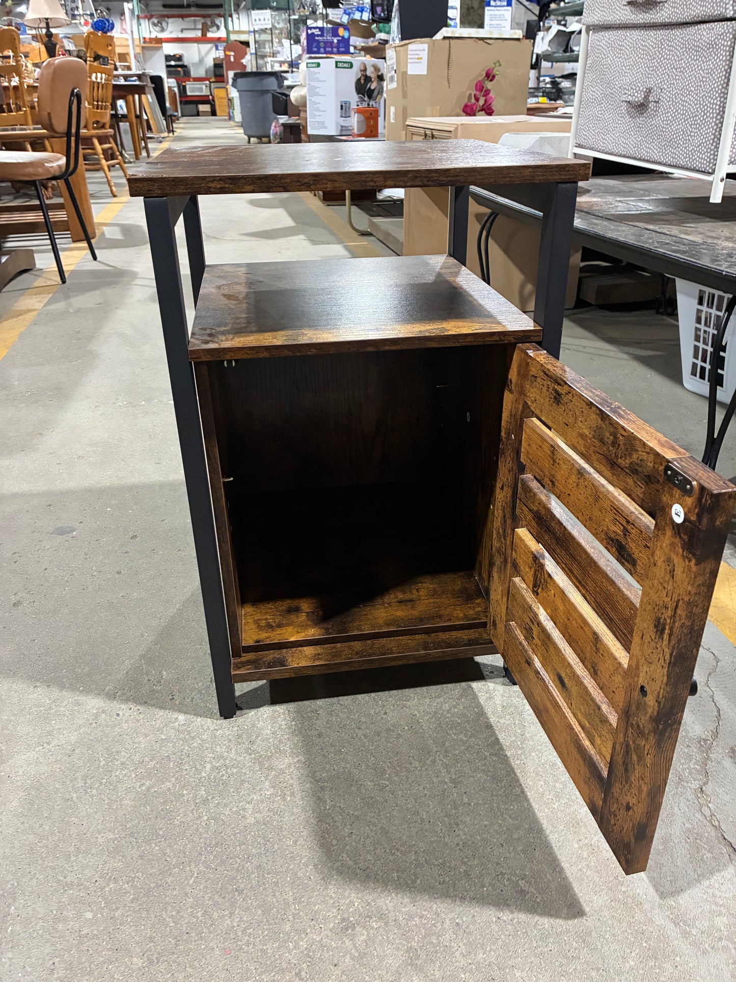 Rustic Brown End Table with Storage Cabinet