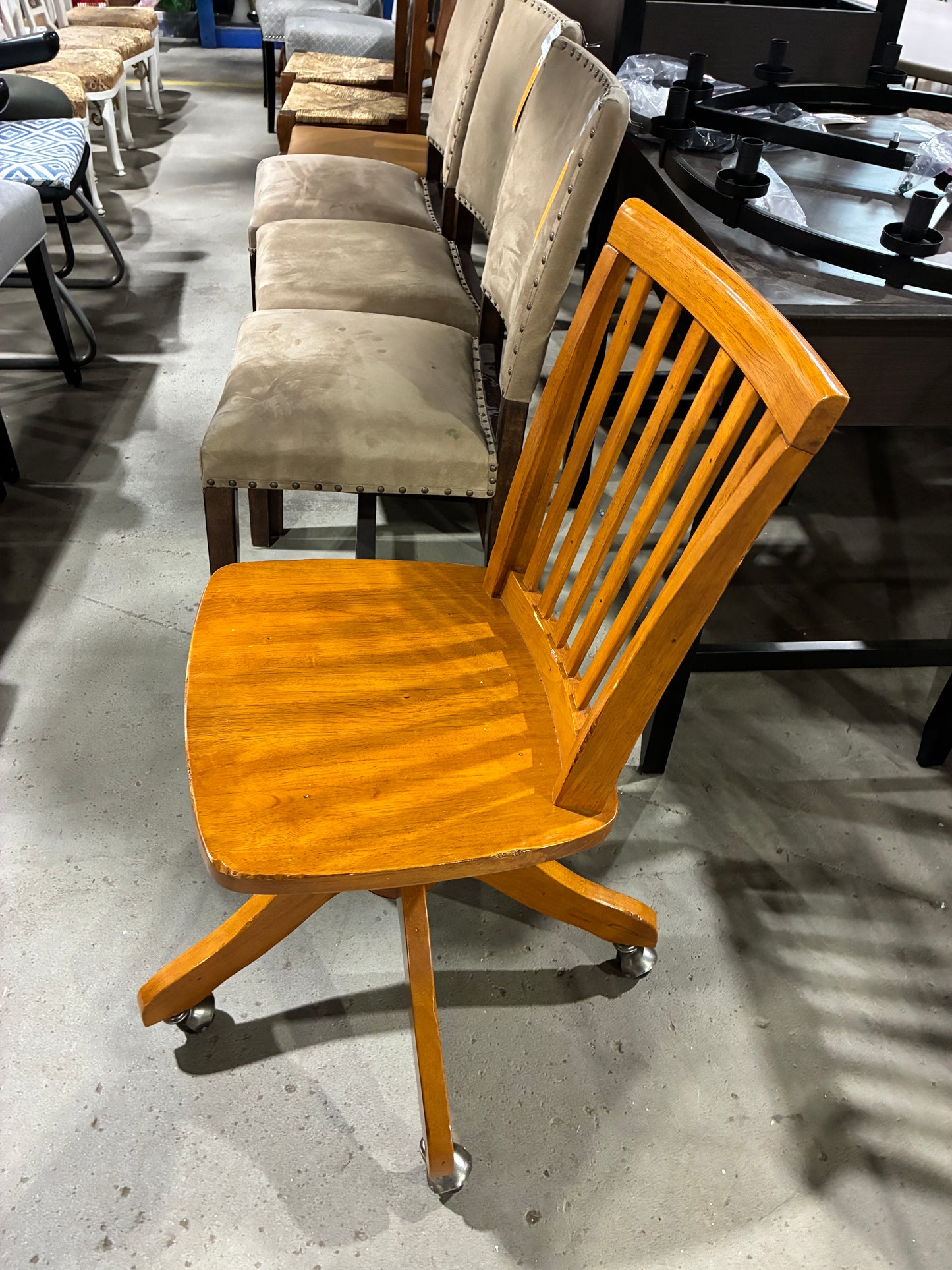 Wooden Rolling Desk Chair