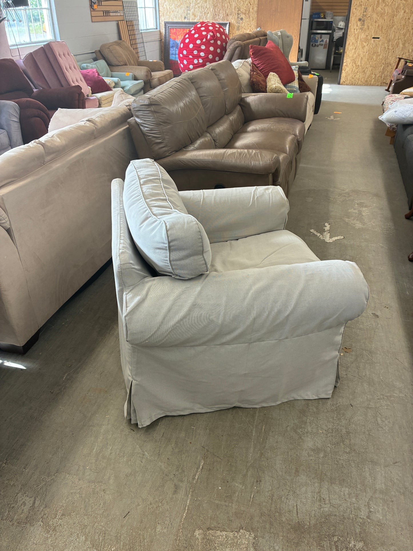 Light Gray Slipcovered Accent Chair