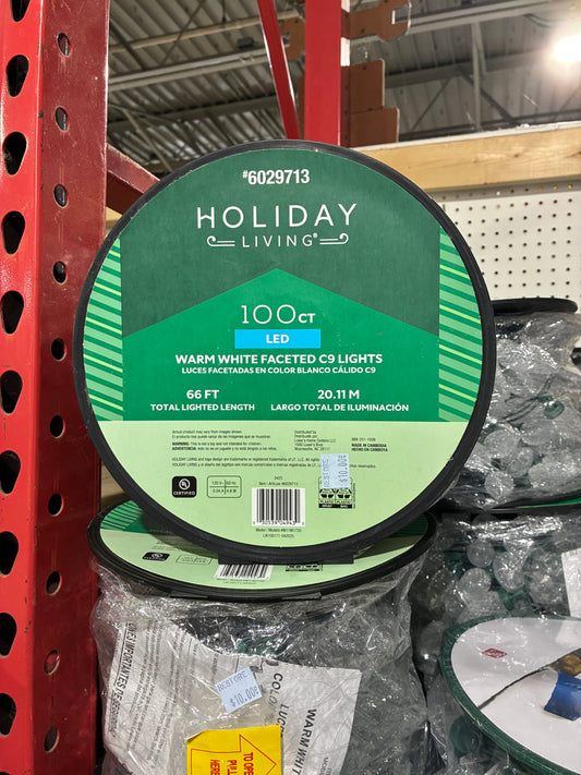 Holiday Living 100 Count LED Warm White Faceted C9 String Lights