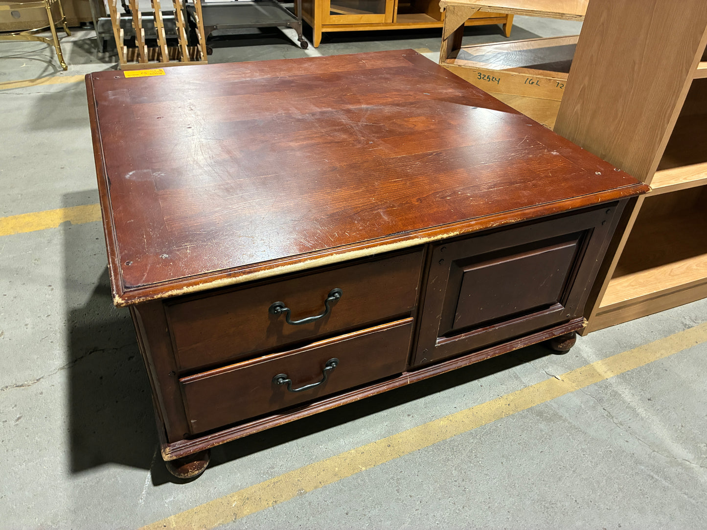 Large Wood Storage Coffee Table with 8 Drawers