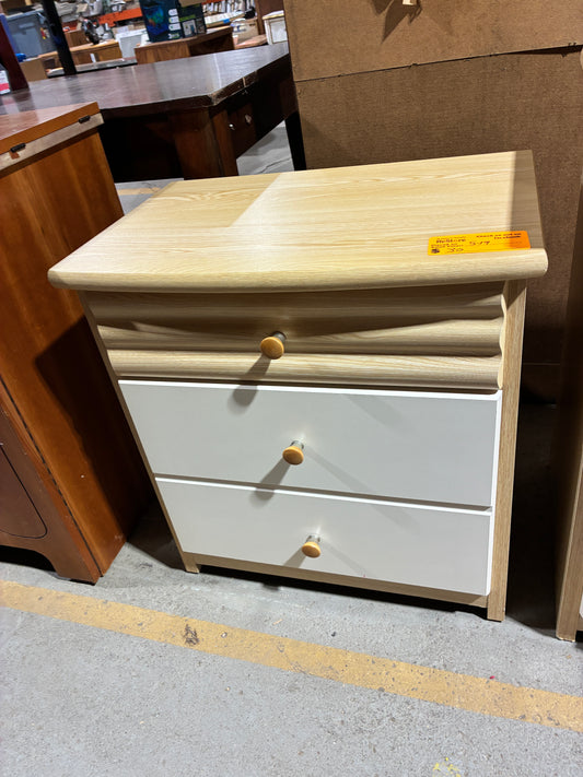 3-Drawer Oak Nightstand