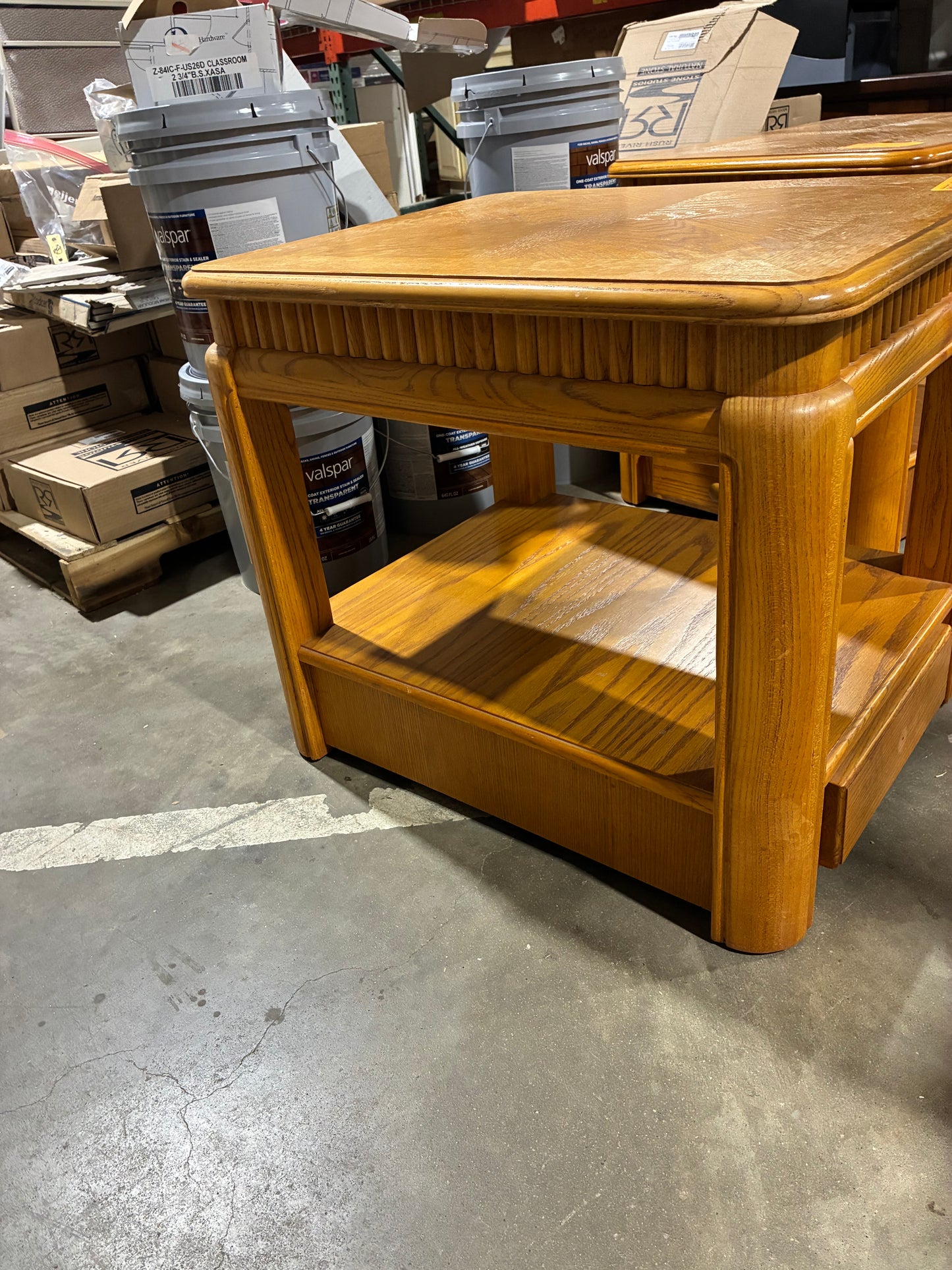 Oak End Table with Storage Drawer #1
