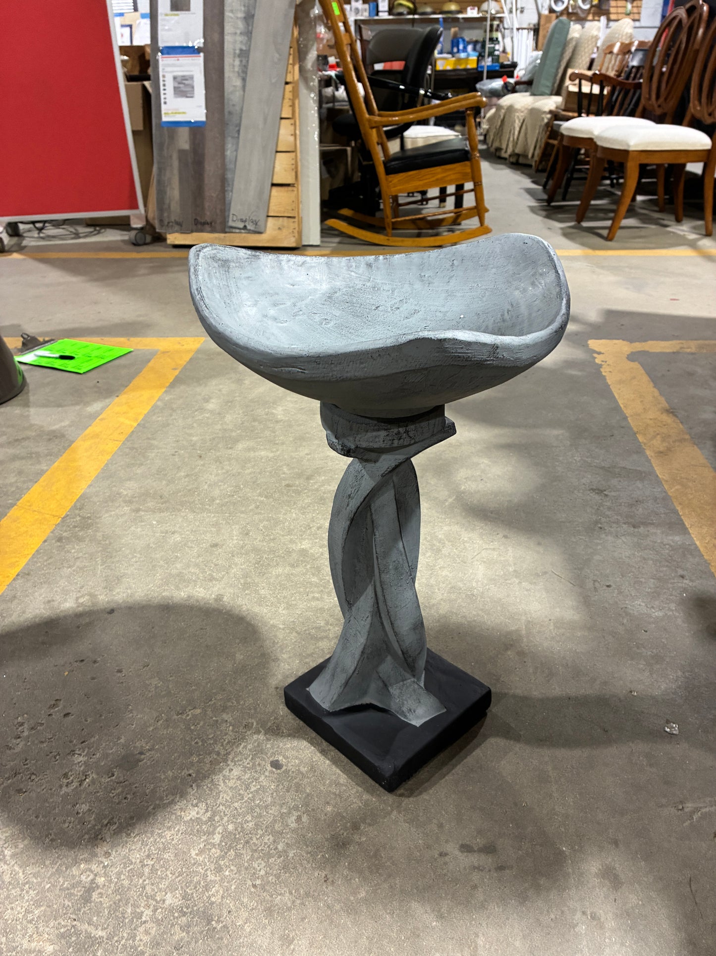 Modern Gray Pedestal Birdbath