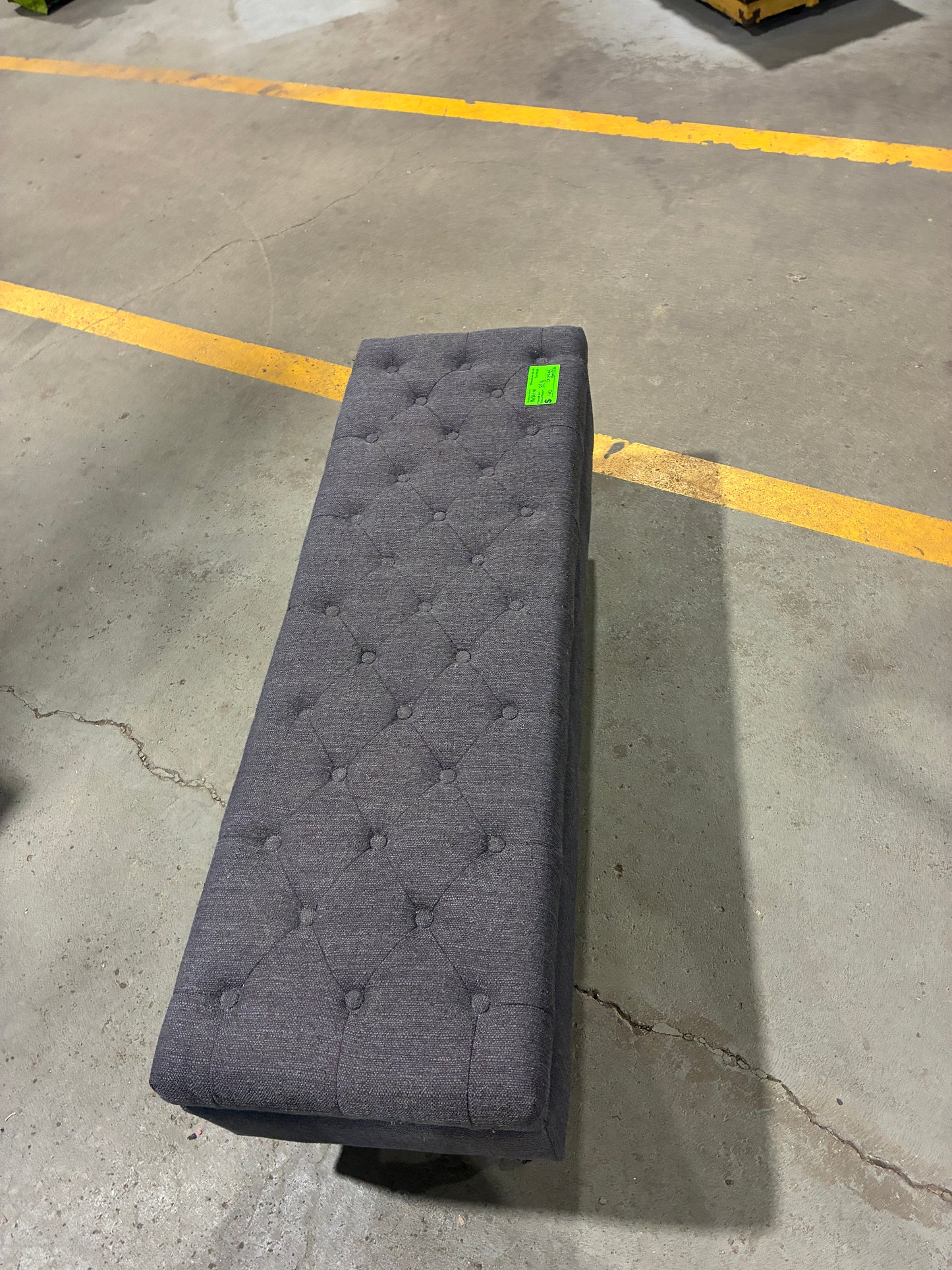 Tufted Gray Storage Bench