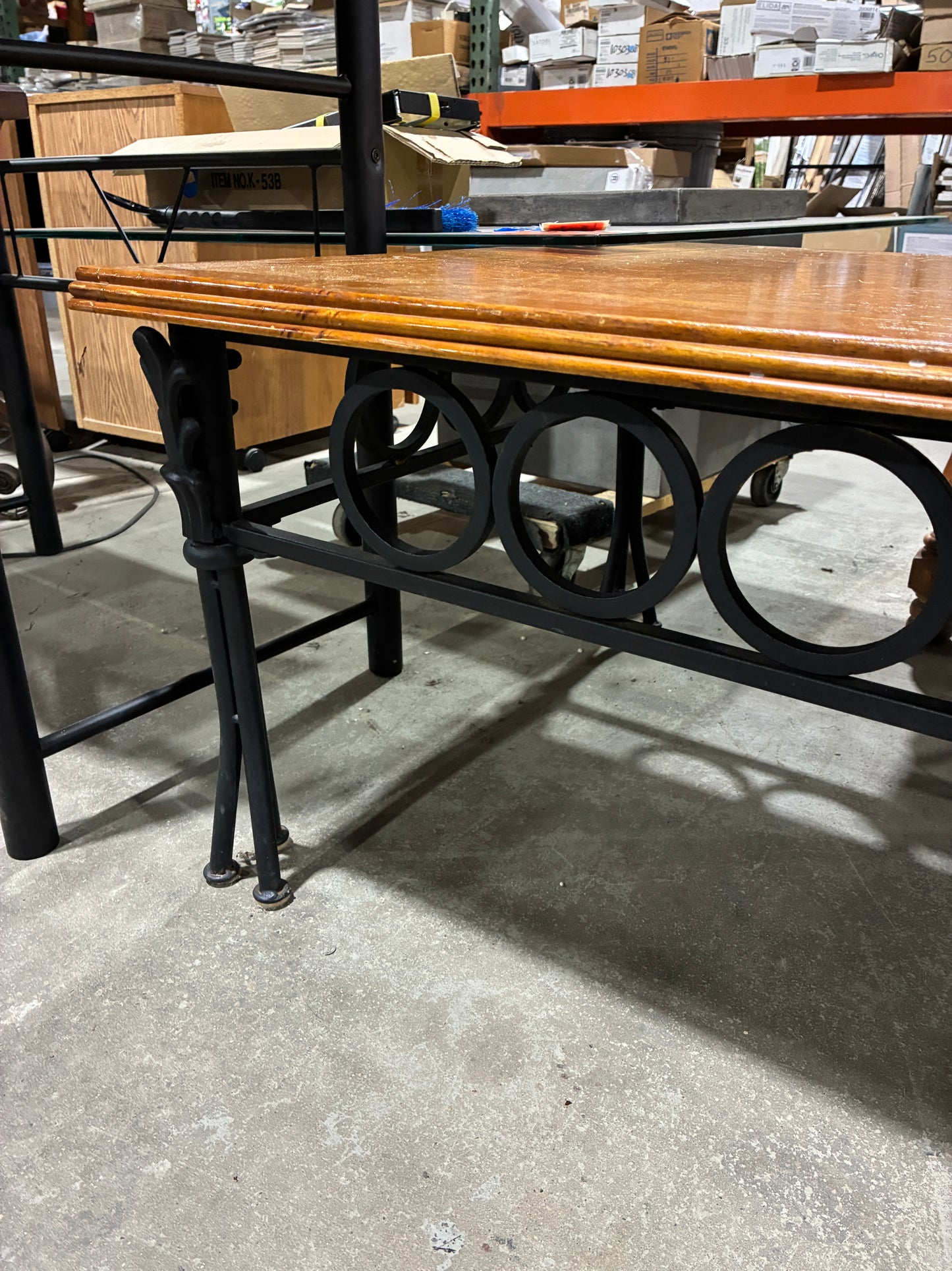 Wood Top Coffee Table with Metal Base