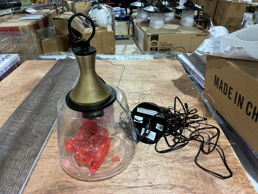 Modern Glass Pendant Light with Brushed Brass Accent