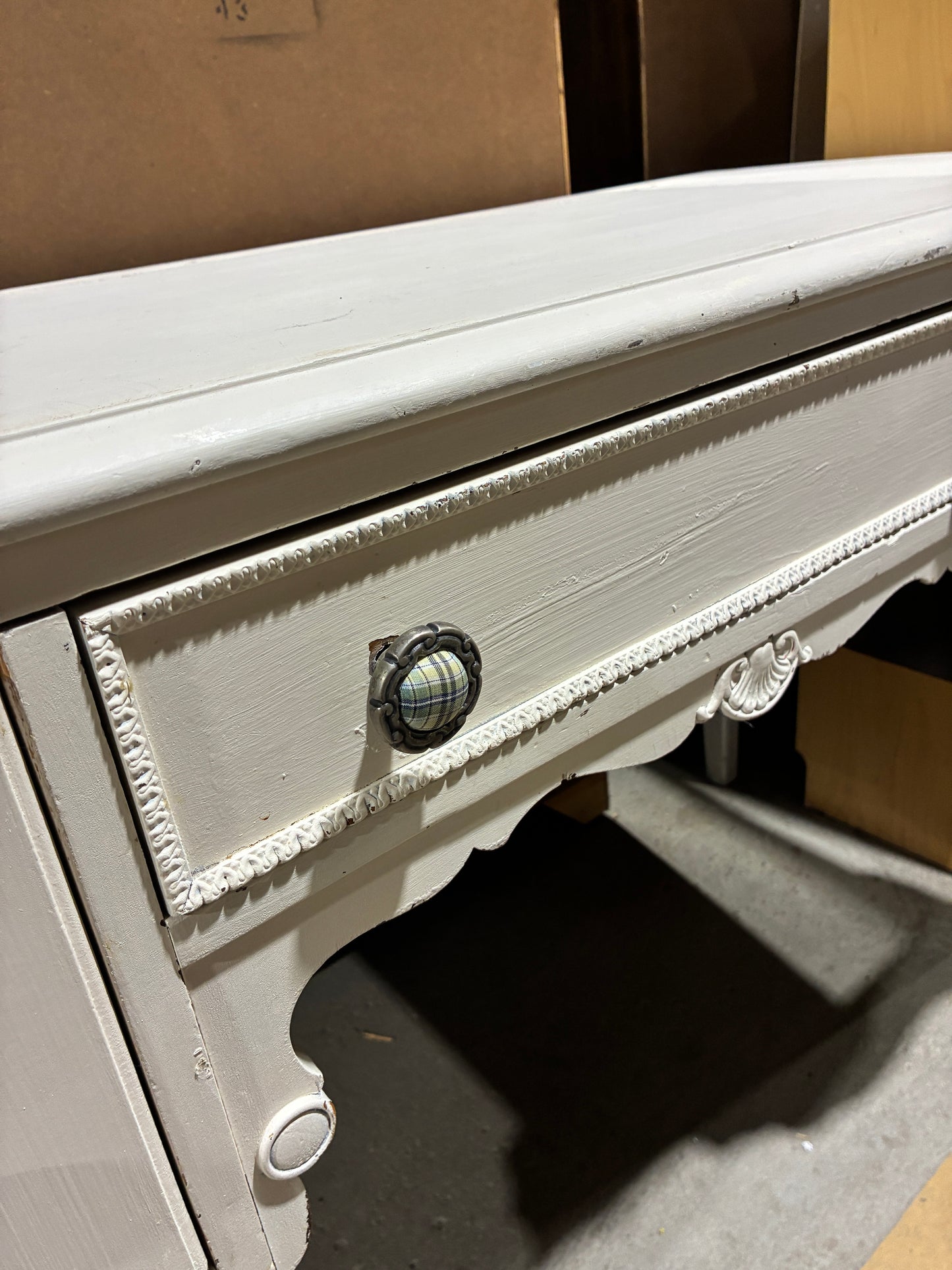 Vintage White Writing Desk with Queen Anne Legs