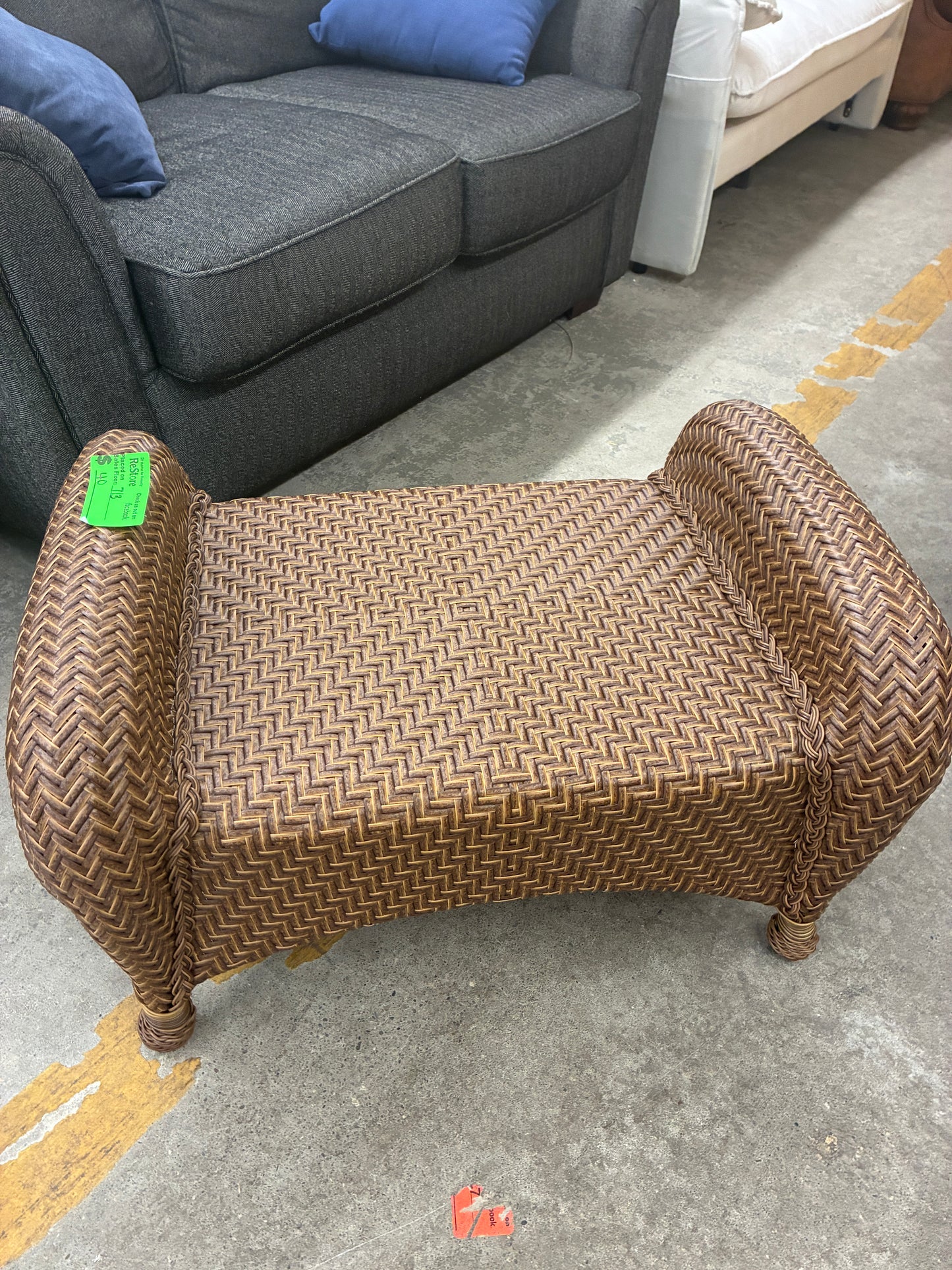 Woven Rattan Bench