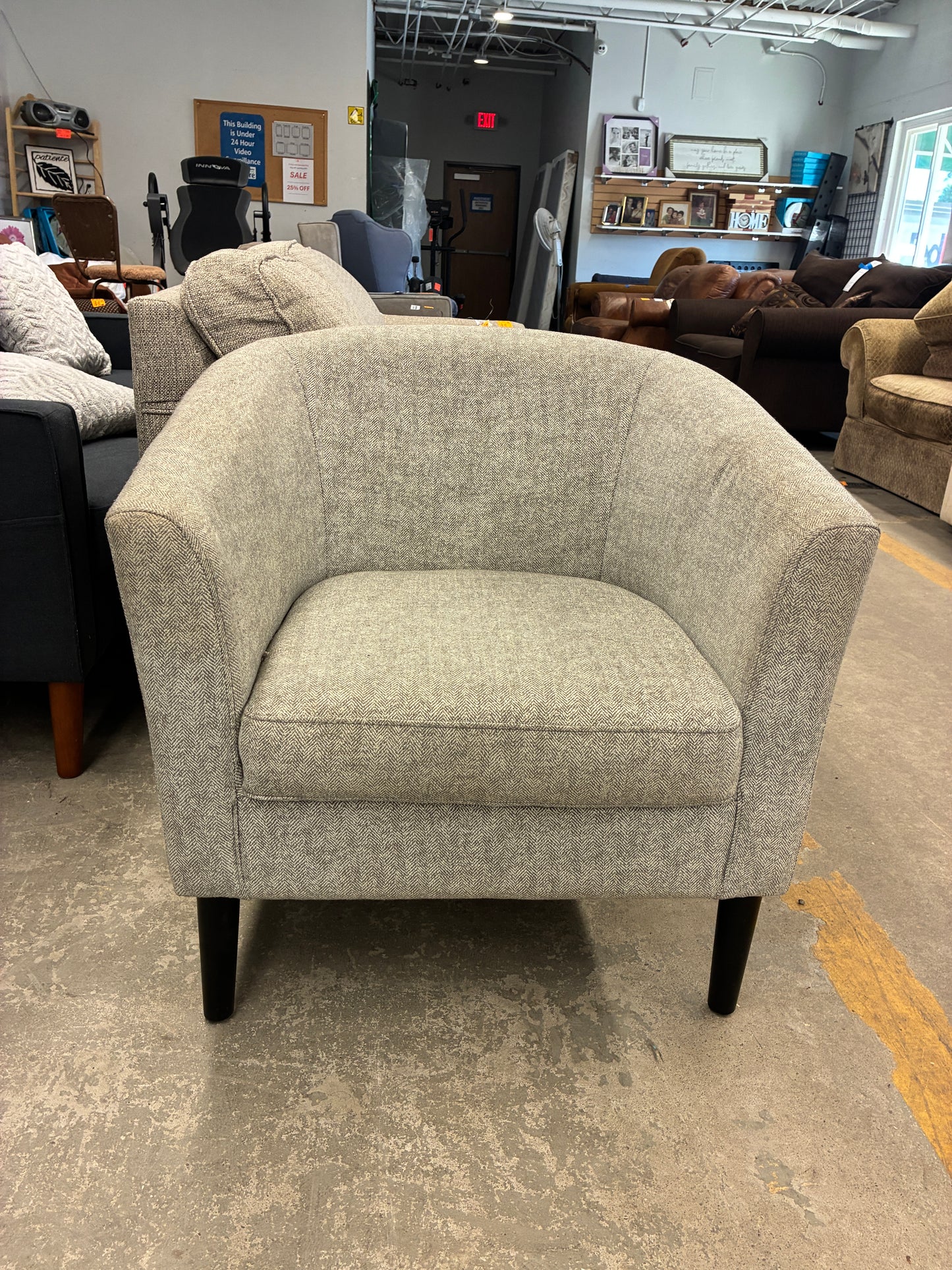 Modern Gray Barrel Accent Chair