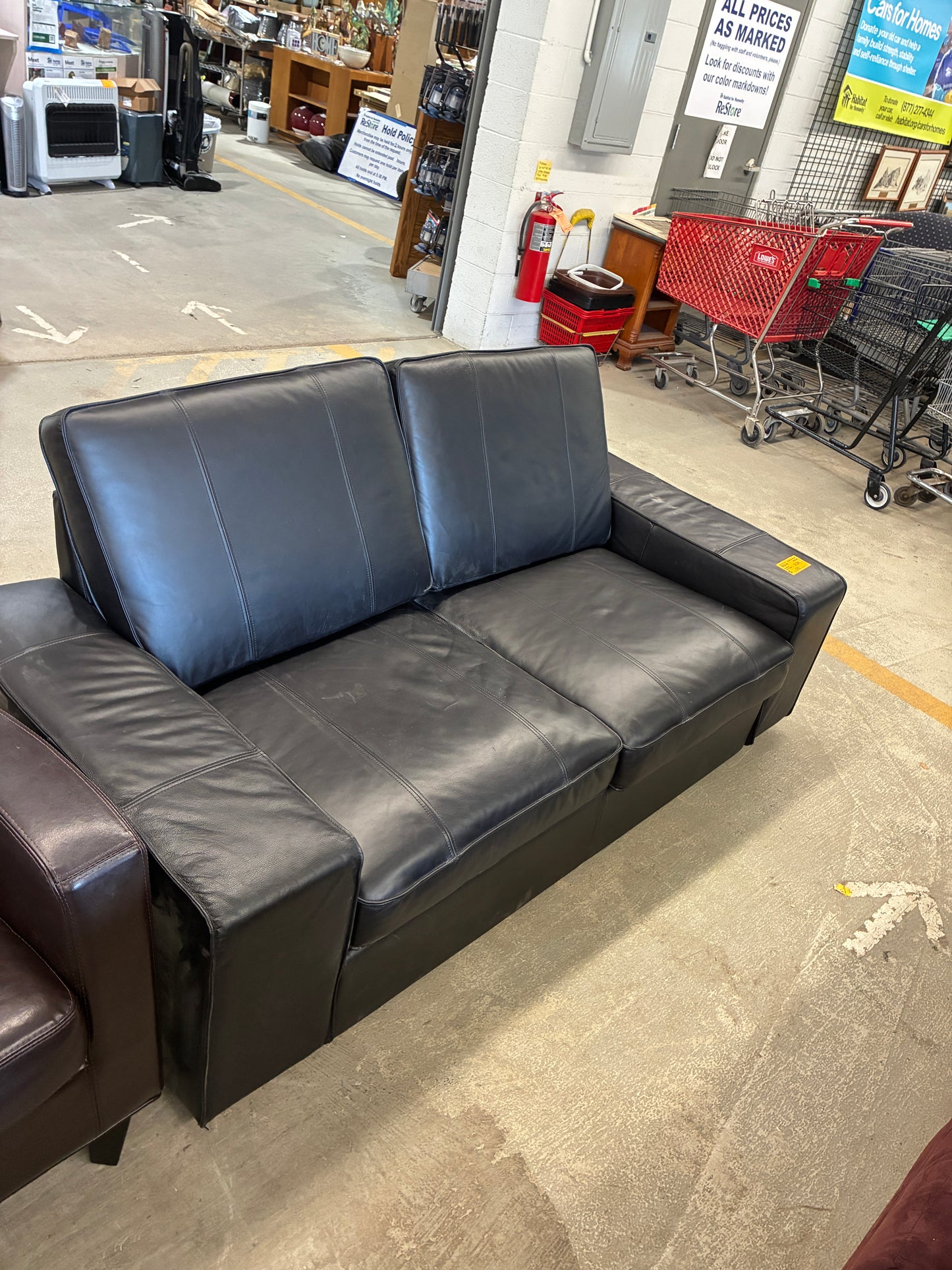 Black Faux Leather Loveseat