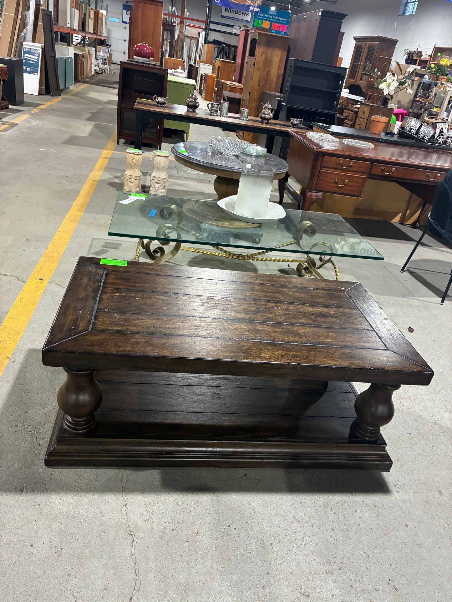 Pottery Barn Dark Wood Coffee Table with Lower Shelf