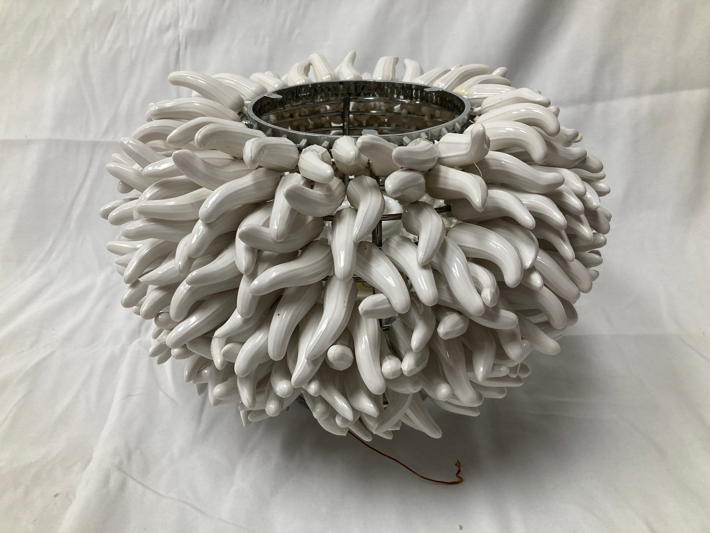 White Ceramic "Sea Urchin" Light Fixture